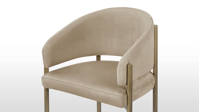 Esme Counter Stool, Latte Vegan Suede and Brushed Brass