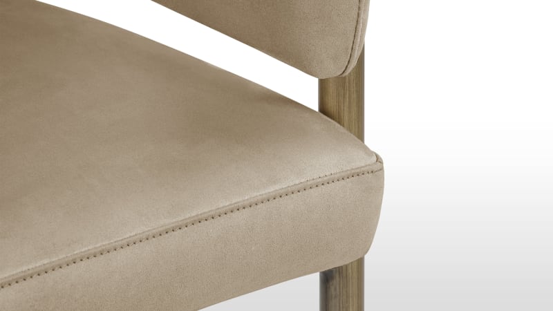 Esme Counter Stool, Latte Vegan Suede and Brushed Brass