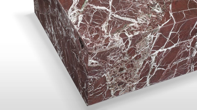 Plinth Coffee Table, Rosso Levanto Marble