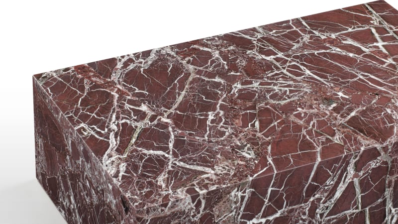 Plinth Coffee Table, Rosso Levanto Marble