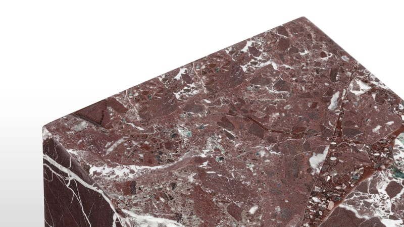 Plinth Side Table, Rosso Levanto Marble