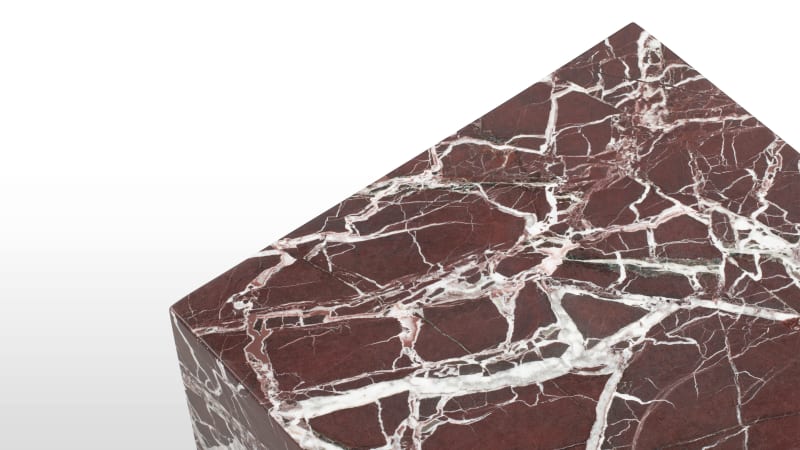 Plinth Short Side Table, Rosso Levanto Marble