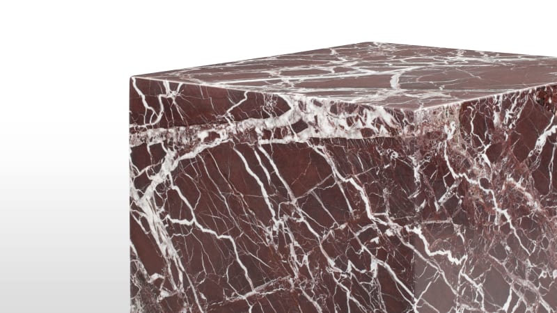 Plinth Short Side Table, Rosso Levanto Marble