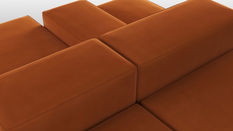 Extrasoft Sectional Sofa, Combination 1, Left, Burnt Orange Velvet