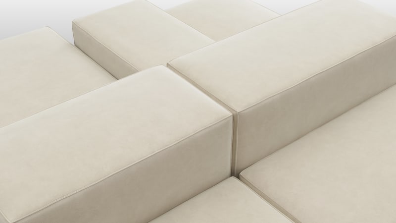 Extrasoft Sectional Sofa, Combination 1, Left, Eggshell Vegan Suede
