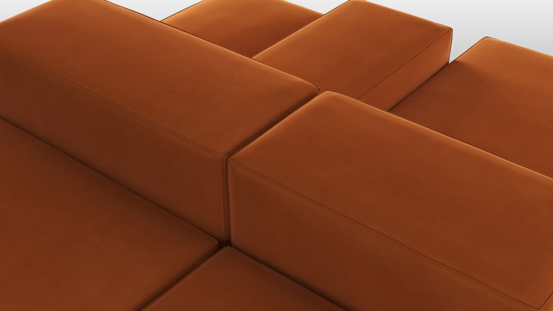 Extrasoft Sectional Sofa, Combination 1, Right, Burnt Orange Velvet