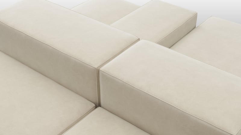 Extrasoft Sectional Sofa, Combination 1, Right, Eggshell Vegan Suede