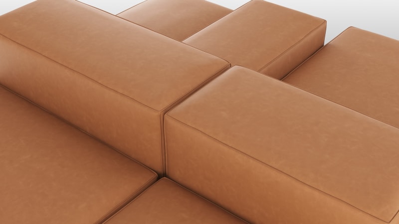 Extrasoft Sectional Sofa, Combination 1, Right, Tan Vegan Leather
