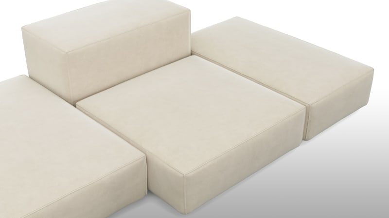 Extrasoft Sectional Sofa, Combination 2, Left, Eggshell Vegan Suede