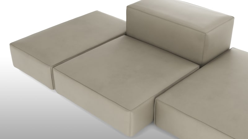 Extrasoft Sectional Sofa, Combination 2, Right, Beige Gray Vegan Leather
