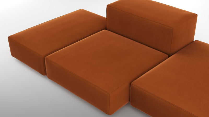 Extrasoft Sectional Sofa, Combination 2, Right, Burnt Orange Velvet