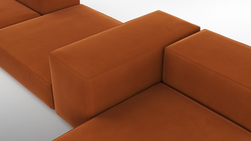 Extrasoft Sectional Sofa, Combination 2, Right, Burnt Orange Velvet