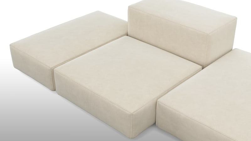Extrasoft Sectional Sofa, Combination 2, Right, Eggshell Vegan Suede