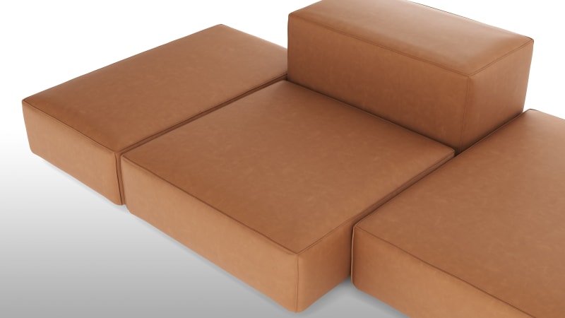 Extrasoft Sectional Sofa, Combination 2, Right, Tan Vegan Leather