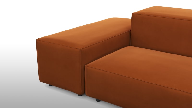 Extrasoft Sectional Sofa, Large Left Corner, Burnt Orange Velvet