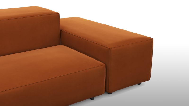 Extrasoft Sectional Sofa, Large Right Corner, Burnt Orange Velvet
