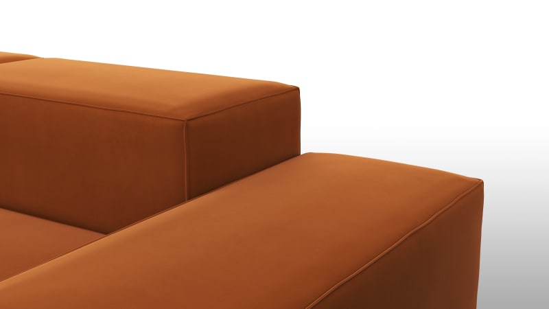 Extrasoft Sectional Sofa, Large Right Corner, Burnt Orange Velvet