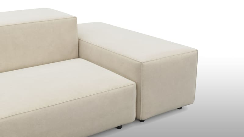 Extrasoft Sectional Sofa, Left Corner, Eggshell Vegan Suede