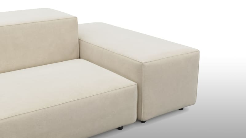 Extrasoft Sectional Sofa, Open End Sofa, Left, Eggshell Vegan Suede