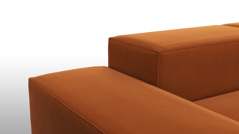 Extrasoft Sectional Sofa, Right Corner, Burnt Orange Velvet
