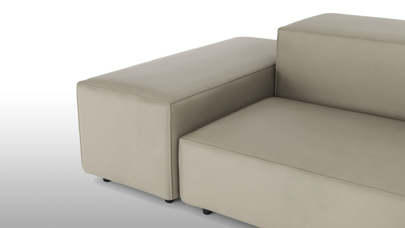Extrasoft Sectional Sofa, Three Seater Sofa, Left, Beige Gray Vegan Leather