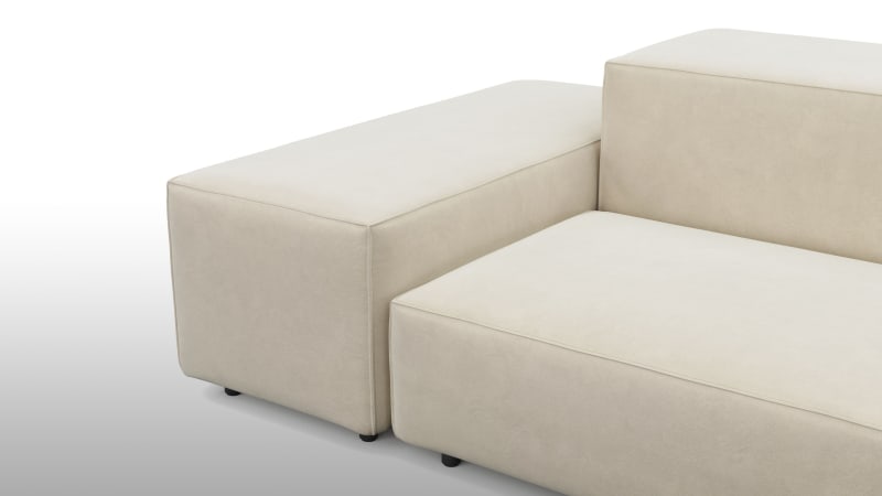 Extrasoft Sectional Sofa, Three Seater Sofa, Left, Eggshell Vegan Suede