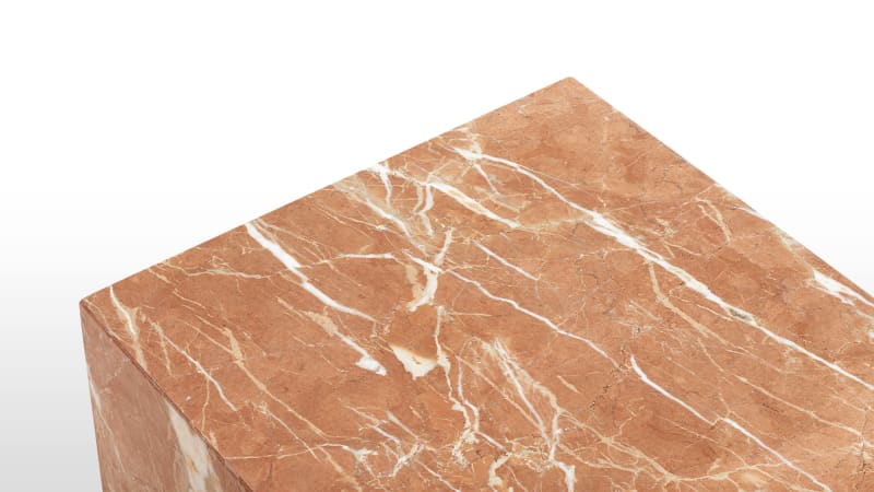 Plinth Short Side Table, Rojo Alicante Marble
