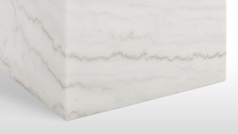Plinth Short Side Table, White Marble