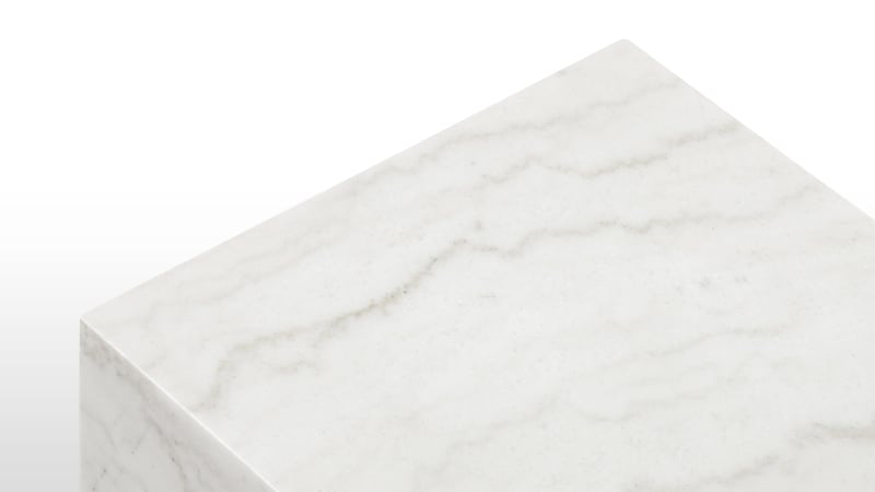Plinth Short Side Table, White Marble