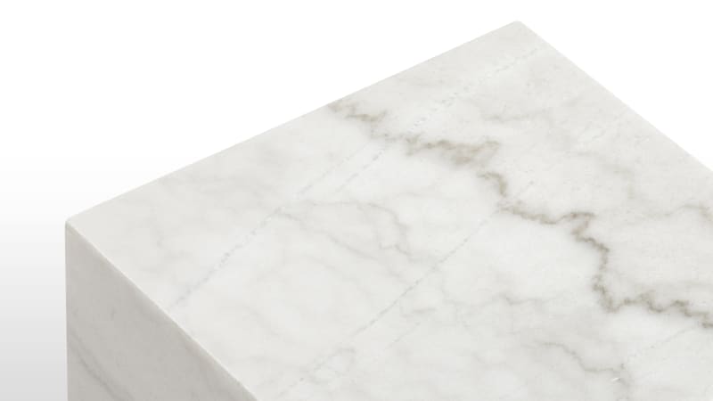 Plinth Side Table, White Marble