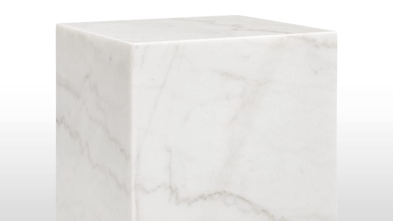 Plinth Side Table, White Marble