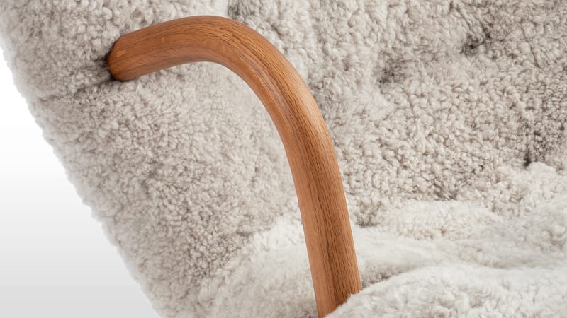 Clam Chair, Soft Gray Luxe Sheepskin