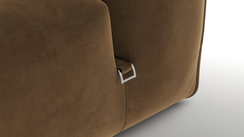 Le Mura Lounge Armchair, Brown Vegan Suede