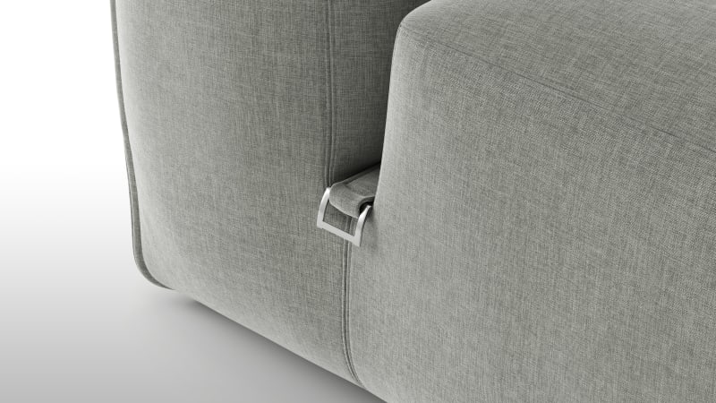 Le Mura Sectional Module, Right Arm, Soft Gray Brushed Weave