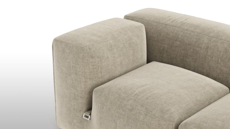 Le Mura Open End Sofa, Right, Beige Gray Chenille