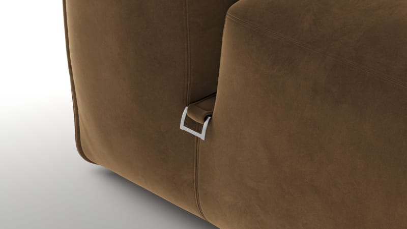 Le Mura Open End Sofa, Right, Brown Vegan Suede