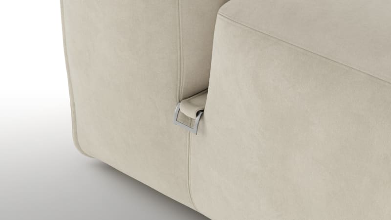Le Mura Open End Sofa, Right, Eggshell Vegan Suede
