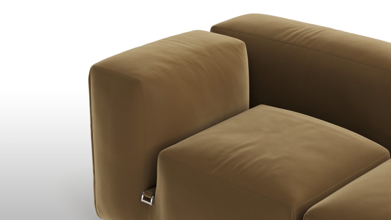 Le Mura Open End Sofa, Right, Old Gold Luxe Velvet