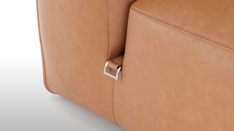 Le Mura Open End Sofa, Right, Tan Vegan Leather