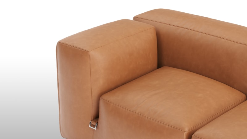 Le Mura Open End Sofa, Right, Tan Vegan Leather