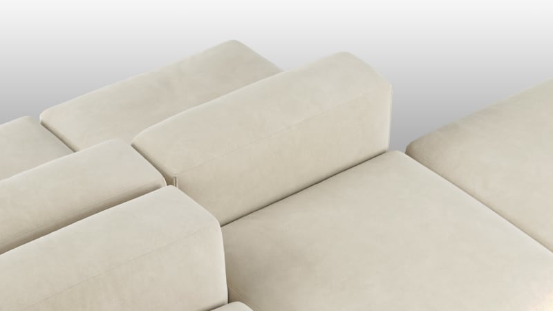 Le Mura Sectional Sofa, Dual Aspect, Left, Eggshell Vegan Suede