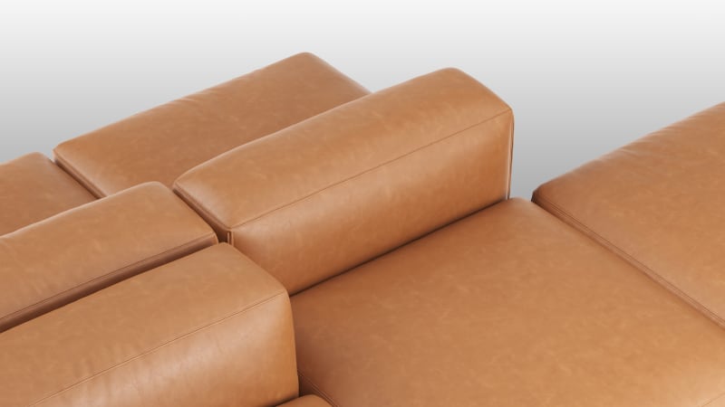 Le Mura Sectional Sofa, Dual Aspect, Left, Tan Vegan Leather