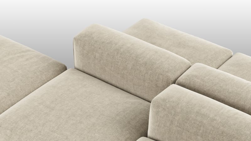 Le Mura Sectional Sofa, Dual Aspect, Right, Beige Gray Chenille