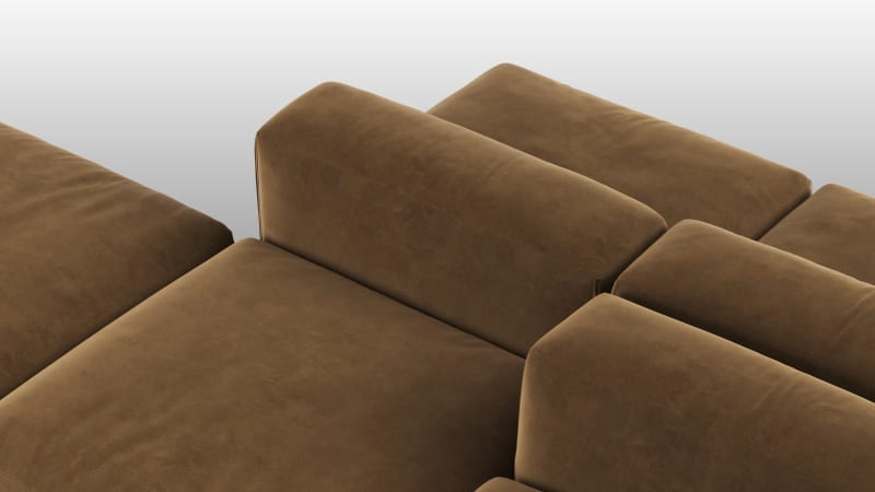 Le Mura Sectional Sofa, Dual Aspect, Right, Brown Vegan Suede