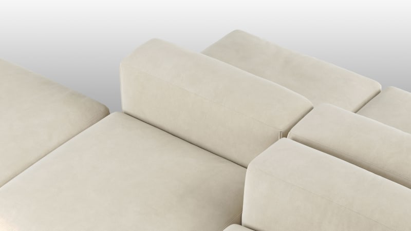 Le Mura Sectional Sofa, Dual Aspect, Right, Eggshell Vegan Suede