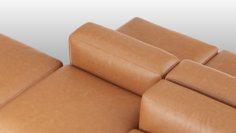 Le Mura Sectional Sofa, Dual Aspect, Right, Tan Vegan Leather