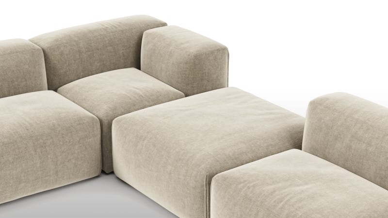 Le Mura Sectional Sofa, Eight Seater, Left, Beige Gray Chenille