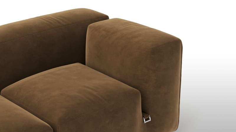 Le Mura Sectional Sofa, Eight Seater, Left, Brown Vegan Suede