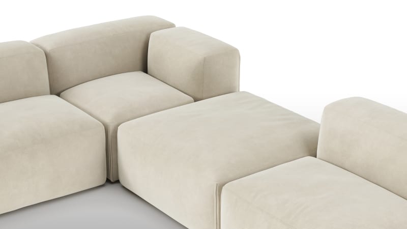 Le Mura Sectional Sofa, Eight Seater, Left, Eggshell Vegan Suede