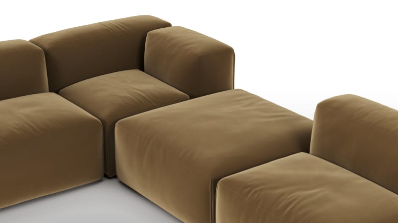 Le Mura Sectional Sofa, Eight Seater, Left, Old Gold Luxe Velvet